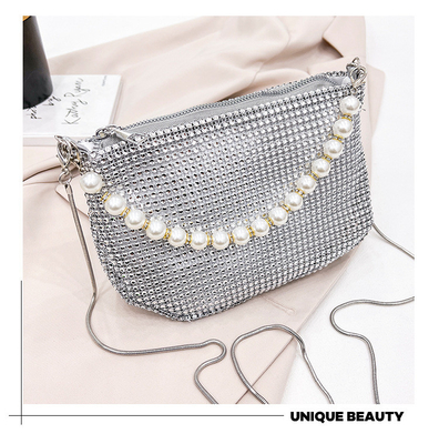Nuevo mango de perla imitación bolsa de mano de diamante completo bolso de hombro bolso de fiesta explosivo transfronterizo bolso de moda hombro