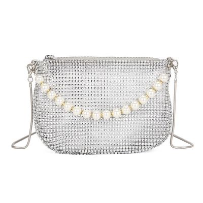 Nuevo mango de perla imitación bolsa de mano de diamante completo bolso de hombro bolso de fiesta explosivo transfronterizo bolso de moda hombro