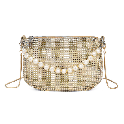 Nuevo mango de perla imitación bolsa de mano de diamante completo bolso de hombro bolso de fiesta explosivo transfronterizo bolso de moda hombro