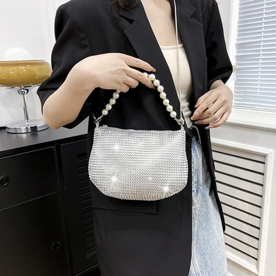 Nuevo mango de perla imitación bolsa de mano de diamante completo bolso de hombro bolso de fiesta explosivo transfronterizo bolso de moda hombro
