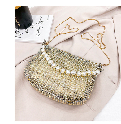Nuevo mango de perla imitación bolsa de mano de diamante completo bolso de hombro bolso de fiesta explosivo transfronterizo bolso de moda hombro