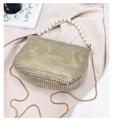 Nuevo mango de perla imitación bolsa de mano de diamante completo bolso de hombro bolso de fiesta explosivo transfronterizo bolso de moda hombro