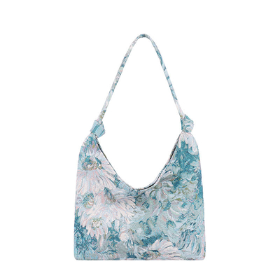 BOLSA DE MUJERES DE GRAN Capacidad BOLSA FRANCESA de lienzo sencillo BOLSA Pintura al óleo estilo nacional BOLSA de hombro BOLSA TOTE BUCKET BOLSA