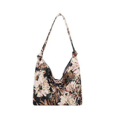 BOLSA DE MUJERES DE GRAN Capacidad BOLSA FRANCESA de lienzo sencillo BOLSA Pintura al óleo estilo nacional BOLSA de hombro BOLSA TOTE BUCKET BOLSA