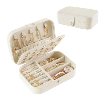Caja de almacenamiento de joyas de una sola capa collar de pendientes de anillo PU caja de joyas AMAZON portable caja de joyas hogar caja de joyas