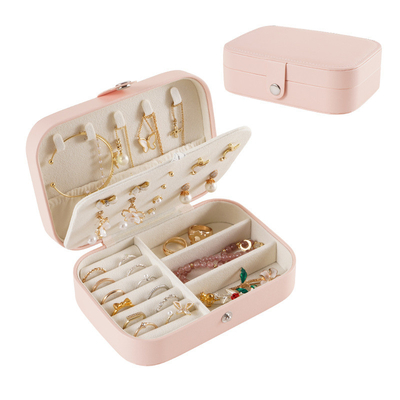 Caja de almacenamiento de joyas de una sola capa collar de pendientes de anillo PU caja de joyas AMAZON portable caja de joyas hogar caja de joyas