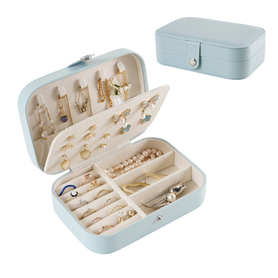 Caja de almacenamiento de joyas de una sola capa collar de pendientes de anillo PU caja de joyas AMAZON portable caja de joyas hogar caja de joyas