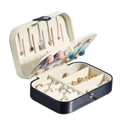 Caja de almacenamiento de joyas de una sola capa collar de pendientes de anillo PU caja de joyas AMAZON portable caja de joyas hogar caja de joyas