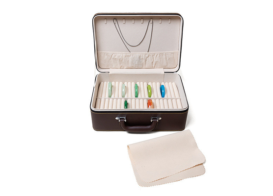 VINTAGE GRAN capacidad de cuero brazalete caja de almacenamiento caja de almacenamiento hogar portable de jade brazalete caja de almacenamiento múltiple