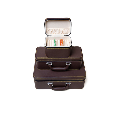 VINTAGE GRAN capacidad de cuero brazalete caja de almacenamiento caja de almacenamiento hogar portable de jade brazalete caja de almacenamiento múltiple