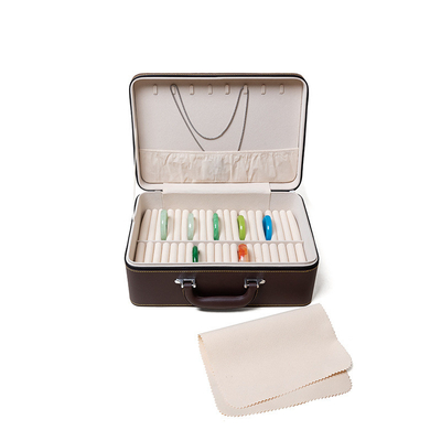 VINTAGE GRAN capacidad de cuero brazalete caja de almacenamiento caja de almacenamiento hogar portable de jade brazalete caja de almacenamiento múltiple