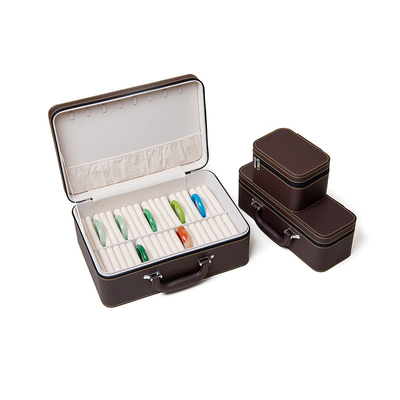 VINTAGE GRAN capacidad de cuero brazalete caja de almacenamiento caja de almacenamiento hogar portable de jade brazalete caja de almacenamiento múltiple