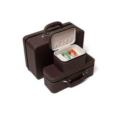VINTAGE GRAN capacidad de cuero brazalete caja de almacenamiento caja de almacenamiento hogar portable de jade brazalete caja de almacenamiento múltiple