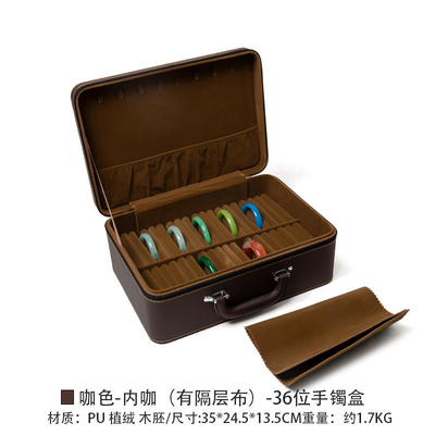 VINTAGE GRAN capacidad de cuero brazalete caja de almacenamiento caja de almacenamiento hogar portable de jade brazalete caja de almacenamiento múltiple