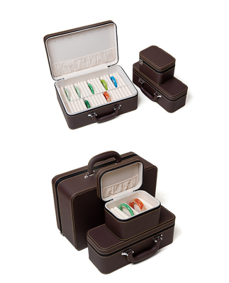 VINTAGE GRAN capacidad de cuero brazalete caja de almacenamiento caja de almacenamiento hogar portable de jade brazalete caja de almacenamiento múltiple