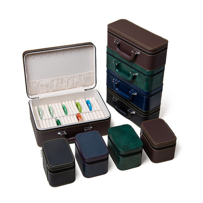 VINTAGE GRAN capacidad de cuero brazalete caja de almacenamiento caja de almacenamiento hogar portable de jade brazalete caja de almacenamiento múltiple