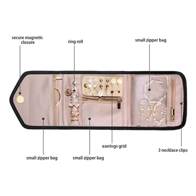 BOLSA de joyería plegable BOLSA de viaje portable BOLSA de almacenamiento de joyas BOLSA de joyería con varios anillos BOLSA de joyas