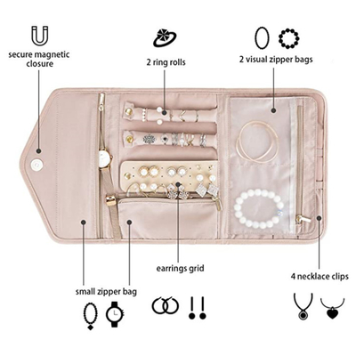 BOLSA DE JUEVELAS BOLSA de almacenamiento anti-oxidante collar de orejas orejas STUD de brazalete de anillo de delicada caja de almacenamiento de joyas portátil