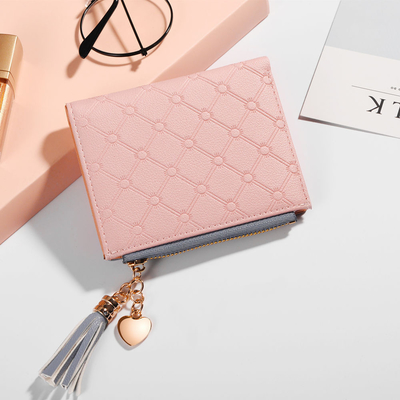 La versión coreana de la nueva cartera corta de mujeres cartera corta de color de flexión cartera corta de franjas de cremallera de monedas de múltiples tarjetas cartera en stock