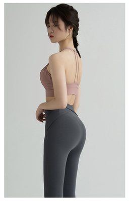 Nuevos pantalones de yoga de cintura alta mujeres Europa y los EE.UU. ejercicios de cadera de melocotón velocidad de carrera apretada ropa de yoga seca cuello