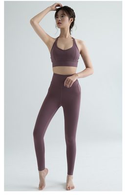 Nuevos pantalones de yoga de cintura alta mujeres Europa y los EE.UU. ejercicios de cadera de melocotón velocidad de carrera apretada ropa de yoga seca cuello