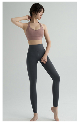 Nuevos pantalones de yoga de cintura alta mujeres Europa y los EE.UU. ejercicios de cadera de melocotón velocidad de carrera apretada ropa de yoga seca cuello
