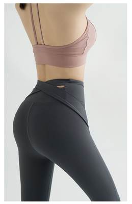 Nuevos pantalones de yoga de cintura alta mujeres Europa y los EE.UU. ejercicios de cadera de melocotón velocidad de carrera apretada ropa de yoga seca cuello