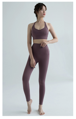 Nuevos pantalones de yoga de cintura alta mujeres Europa y los EE.UU. ejercicios de cadera de melocotón velocidad de carrera apretada ropa de yoga seca cuello