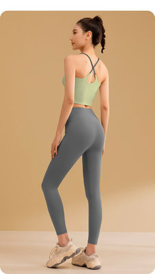 NOVO COLOR SÓLIDO PELÍCULADO YOGA Ropa rápida seca a prueba de choques Recolección sin rastros BEAUTY BACK SPORTS FITNESS VES Ropa