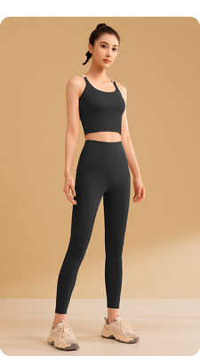 NOVO COLOR SÓLIDO PELÍCULADO YOGA Ropa rápida seca a prueba de choques Recolección sin rastros BEAUTY BACK SPORTS FITNESS VES Ropa