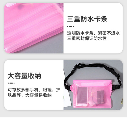 3 capas selladas gran teléfono móvil a prueba de agua bolsa elástica estribor natación a prueba de agua fanny pack PVC rafting mar al aire libre