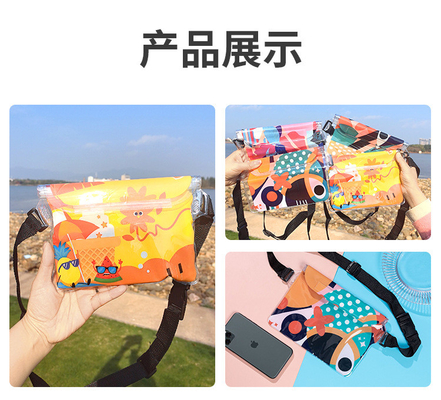 3 capas selladas gran teléfono móvil a prueba de agua bolsa elástica estribor natación a prueba de agua fanny pack PVC rafting mar al aire libre