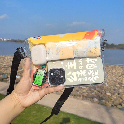 3 capas selladas gran teléfono móvil a prueba de agua bolsa elástica estribor natación a prueba de agua fanny pack PVC rafting mar al aire libre