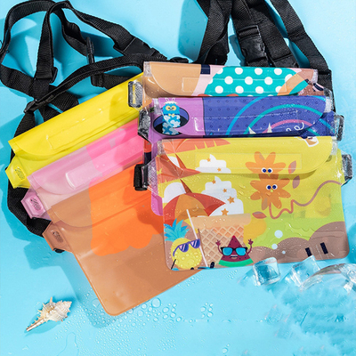 3 capas selladas gran teléfono móvil a prueba de agua bolsa elástica estribor natación a prueba de agua fanny pack PVC rafting mar al aire libre