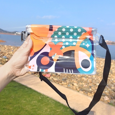 3 capas selladas gran teléfono móvil a prueba de agua bolsa elástica estribor natación a prueba de agua fanny pack PVC rafting mar al aire libre