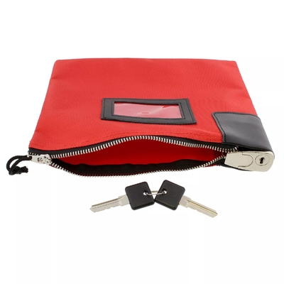 BOLSA de efectivo a prueba de agua con llave y 2 llaves, bolso de archivo de nylon, bolso de depósito de banco con cremallera,