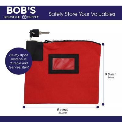 Bolsas bancarias duraderas e impermeables con cremallera, con cerradura y llaves, gran espacio para monedas en efectivo, joyas y tarjetas importantes, tamaño fácil de transportar