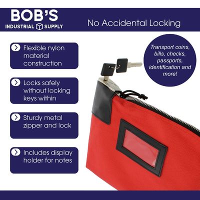 Bolsas bancarias duraderas e impermeables con cremallera, con cerradura y llaves, gran espacio para monedas en efectivo, joyas y tarjetas importantes, tamaño fácil de transportar