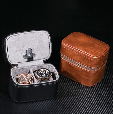 Dos relojes de colección caja de joyería transfronteriza correa de almacenamiento de cuero de vaca caja de relojes de joyería portátil