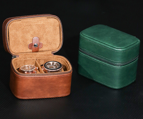 Dos relojes de colección caja de joyería transfronteriza correa de almacenamiento de cuero de vaca caja de relojes de joyería portátil