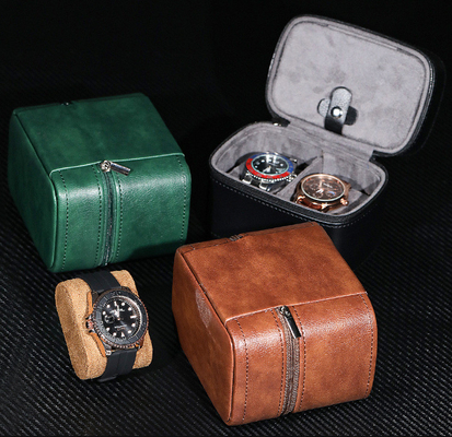 Dos relojes de colección caja de joyería transfronteriza correa de almacenamiento de cuero de vaca caja de relojes de joyería portátil