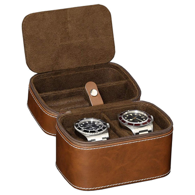 Dos relojes de colección caja de joyería transfronteriza correa de almacenamiento de cuero de vaca caja de relojes de joyería portátil
