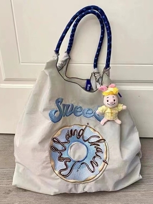 BOLSA de compras reutilizable bordada BOLSA de compras de nylon BOLSA de hombro de mano BOLSA de cuerpo cruzado para mujeres