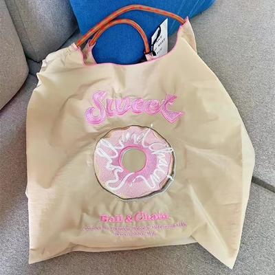 BOLSA de compras reutilizable bordada BOLSA de compras de nylon BOLSA de hombro de mano BOLSA de cuerpo cruzado para mujeres