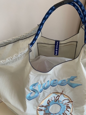 BOLSA de compras reutilizable bordada BOLSA de compras de nylon BOLSA de hombro de mano BOLSA de cuerpo cruzado para mujeres