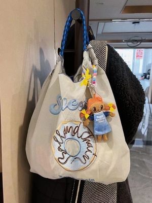 BOLSA de compras reutilizable bordada BOLSA de compras de nylon BOLSA de hombro de mano BOLSA de cuerpo cruzado para mujeres