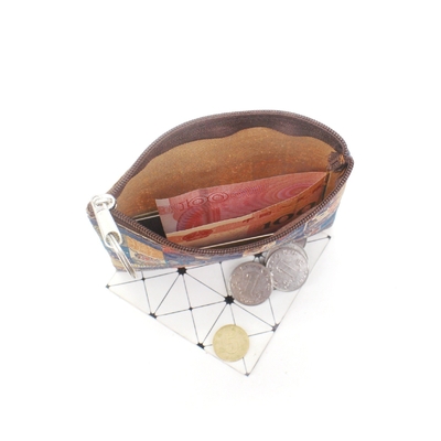 VINTAGE Verdadero Imprenta de madera de corcho de moneda de bolso de corteza Imprenta de moneda de bolsa de llave pequeña bolsa cuadrada