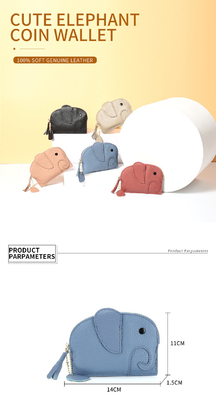 PRIMERA capa de piel de vaca bolso de monedas de mujer nuevo elefante creativo de llave cerradura bolsa de cuero bolsa de llave bolsa de monedas