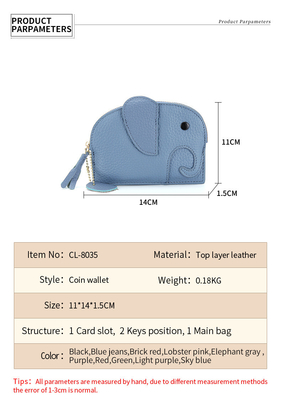 PRIMERA capa de piel de vaca bolso de monedas de mujer nuevo elefante creativo de llave cerradura bolsa de cuero bolsa de llave bolsa de monedas