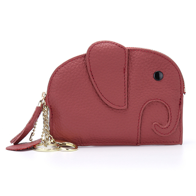 PRIMERA capa de piel de vaca bolso de monedas de mujer nuevo elefante creativo de llave cerradura bolsa de cuero bolsa de llave bolsa de monedas